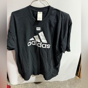 #3179-adidas Black T-Shirt with White Logo